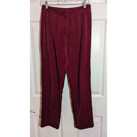 Express‎ Maroon Velvet Pants Womens Size 5/6 High Waist Straight Leg - Picture 2 of 7